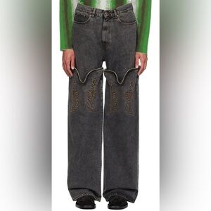 Y/Project Black Maxi Cowboy Cuff Jeans